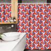 Ambesonne Geometric Stall Shower Curtain, Abstract Contemporary Illustration of Triangle Forms Pattern, Fabric Bathroom Decor Set with Hooks, 54" W x 78" L, Vermilion and Lavender Blue view 3