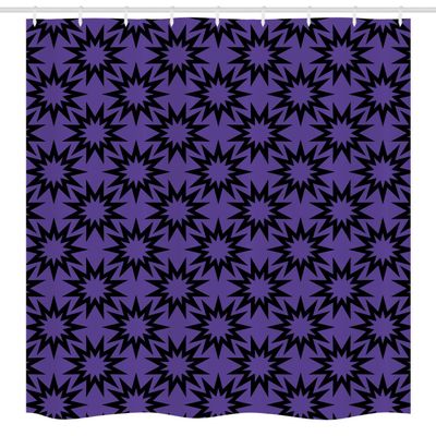 Ambesonne Geometric Stall Shower Curtain, Monochromatic Pattern of Continuous Sun Inspired Shapes Design, Fabric Bathroom Decor Set with Hooks, 54" W x 78" L, Blue Violet and Charcoal Grey