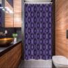Ambesonne Geometric Stall Shower Curtain, Monochromatic Pattern of Continuous Sun Inspired Shapes Design, Fabric Bathroom Decor Set with Hooks, 54" W x 78" L, Blue Violet and Charcoal Grey view 2