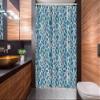 Ambesonne Ethnic Stall Shower Curtain, Tribal Bohemian Pattern with Various Folk Motifs Feathers Triangles Suns, Fabric Bathroom Decor Set with Hooks, 54" W x 78" L, Pale Grey Azure Blue view 2