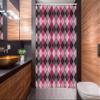 Ambesonne Geometric Stall Shower Curtain, Traditional Retro Scottish Argyle Pattern of Elements in Pink and Grey Tones, Fabric Bathroom Decor Set with Hooks, 54" W x 78" L, Multicolor view 2