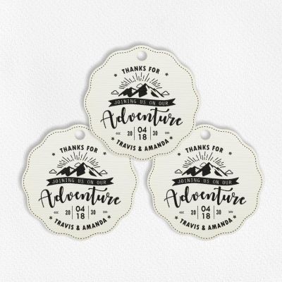 Summer-Ray 50pcs Personalized Scallop Thanks for Joining Us on Our Adventure Wedding/Bridal Shower Favor Gift Tags in Nature Theme (Cream)