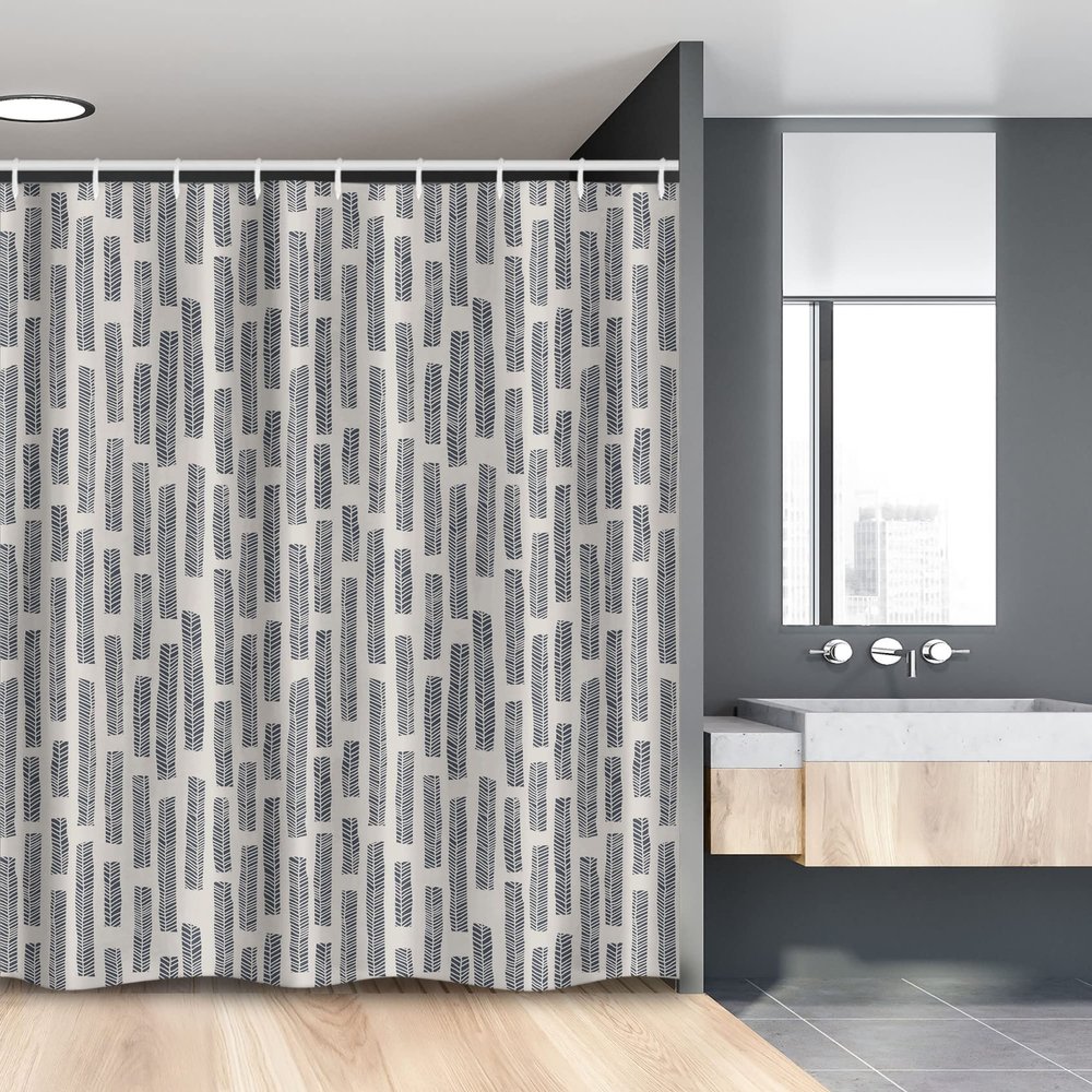 Ambesonne Tribal Stall Shower Curtain, Traditional Aboriginal Art with Ethnic Leaves Exotic Botany Culture Motif, Fabric Bathroom Decor Set with Hooks, 54" W x 78" L, Dust Dark Blue Grey
