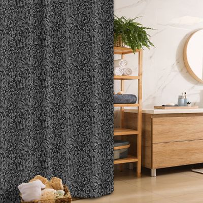 Ambesonne Vintage Stall Shower Curtain, Meadow Blossoms Pattern in Baroque Tones Daisy Rural Flourish Classic Art, Fabric Bathroom Decor Set with Hooks, 36" W x 72" L, Charcoal Grey