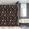 Ambesonne Tribal Stall Shower Curtain, Aboriginal Art in Funky Ethnic Tones Dotted Circle Round Boomerangs, Fabric Bathroom Decor Set with Hooks, 54" W x 78" L, Orange and Charcoal Grey view 1