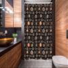 Ambesonne Tribal Stall Shower Curtain, Aboriginal Art in Funky Ethnic Tones Dotted Circle Round Boomerangs, Fabric Bathroom Decor Set with Hooks, 54" W x 78" L, Orange and Charcoal Grey view 2