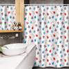 Ambesonne Christmas Stall Shower Curtain, Snowflakes Surprise Present Boxes Classical Candy Canes and Noel Baubles, Fabric Bathroom Decor Set with Hooks, 54" W x 78" L, Scarlet Blue Beige view 3