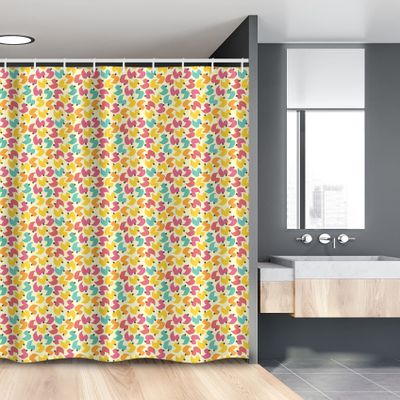 Ambesonne Cartoon Stall Shower Curtain, Geometrical Colorful Rubber Duck Pattern in Repeating Design on Plain Background, Fabric Bathroom Decor Set with Hooks, 54" W x 78", Multicolor
