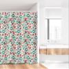 Ambesonne Christmas Stall Shower Curtain, Retro Style Traditional New Year Party Holly Wreath Socks, Fabric Bathroom Decor Set with Hooks, 36" W x 72" L, Dark Brown Dark Coral view 2
