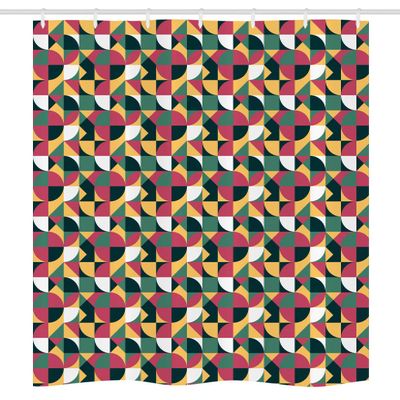 Ambesonne Geometric Stall Shower Curtain, Illustration of Colorful Circles and Triangles, Fabric Bathroom Decor Set with Hooks, 36" W x 72" L, Multicolor