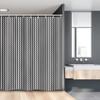 Ambesonne Geometric Stall Shower Curtain, Herringbone Zigzags Stacked Cubes Pattern Greyscale Illustration, Fabric Bathroom Decor Set with Hooks, 54" W x 78" L, Black Grey and Pale Grey view 1