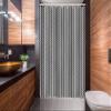 Ambesonne Geometric Stall Shower Curtain, Herringbone Zigzags Stacked Cubes Pattern Greyscale Illustration, Fabric Bathroom Decor Set with Hooks, 54" W x 78" L, Black Grey and Pale Grey view 2