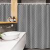 Ambesonne Geometric Stall Shower Curtain, Herringbone Zigzags Stacked Cubes Pattern Greyscale Illustration, Fabric Bathroom Decor Set with Hooks, 54" W x 78" L, Black Grey and Pale Grey view 3