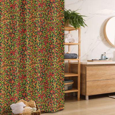 Ambesonne Floral Stall Shower Curtain, Spring Season Ornamental Flowers Scattered Botany Items, Fabric Bathroom Decor Set with Hooks, 36" W x 72" L, Dark Green Dark Pink