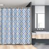Ambesonne Quatrefoil Stall Shower Curtain, Delft Blue Inspired Pattern Intricate Old Dutch Tile Motifs, Fabric Bathroom Decor Set with Hooks, 54" W x 78" L, Pale Brown Blue White view 1
