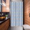 Ambesonne Quatrefoil Stall Shower Curtain, Delft Blue Inspired Pattern Intricate Old Dutch Tile Motifs, Fabric Bathroom Decor Set with Hooks, 54" W x 78" L, Pale Brown Blue White view 2