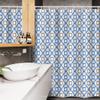 Ambesonne Quatrefoil Stall Shower Curtain, Delft Blue Inspired Pattern Intricate Old Dutch Tile Motifs, Fabric Bathroom Decor Set with Hooks, 54" W x 78" L, Pale Brown Blue White view 3