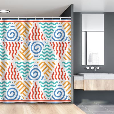 Ambesonne Tribal Stall Shower Curtain, Retro Pattern of 4 Elements Air Water Earth Vintage Illustration, Fabric Bathroom Decor Set with Hooks, 54" W x 78" L, Marigold Teal Blue