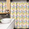 Ambesonne Geometric Stall Shower Curtain, Modern Illustration with Unusual Trippy Lines and Simple Rectangle Shapes Print, Fabric Bathroom Decor Set with Hooks, 54" W x 78" L, Peach Blue view 3