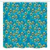 Ambesonne Floral Stall Shower Curtain, Modern Design Sketchy Garden Daisy Like Flowers Leaves with Abstract Art, Fabric Bathroom Decor Set with Hooks, 54" W x 78" L, Blue Yellow and White view 4