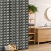 Ambesonne Floral Stall Shower Curtain, Pale Blue Spring Flowers with Leaves on Branches Vertical Wavy Pattern, Fabric Bathroom Decor Set with Hooks, 36" W x 72" L, Black Pale Blue Cream view 1