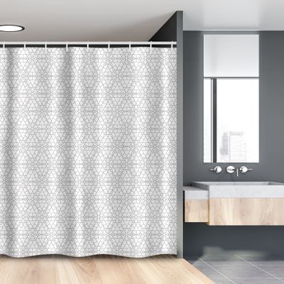 Ambesonne Geometric Stall Shower Curtain, Continuous Pattern with Abstract Concave Shapes and Triangles Print, Fabric Bathroom Decor Set with Hooks, 54" W x 78" L, Charcoal Grey and White