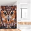 Ambesonne Geometric Stall Shower Curtain, Mosaic Owl Head in Linked Angled Triangle Forms Retro Style Funk Boho Design, Fabric Bathroom Decor Set with Hooks, 36" W x 72" L, Orange Brown view 2
