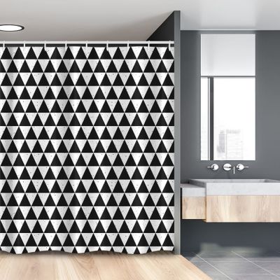 Ambesonne Geometric Stall Shower Curtain, Grunge Style Continuing Triangular Scattered on a Plain Background, Fabric Bathroom Decor Set with Hooks, 54" W x 78" L, Charcoal Grey and White