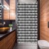 Ambesonne Geometric Stall Shower Curtain, Grunge Style Continuing Triangular Scattered on a Plain Background, Fabric Bathroom Decor Set with Hooks, 54" W x 78" L, Charcoal Grey and White view 2