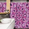 Ambesonne Floral Stall Shower Curtain, Trippy Flower Motif with Modern Lace Effects and Dots Victorian Swirls Print, Fabric Bathroom Decor Set with Hooks, 54" W x 78" L, Magenta Pink Plum view 3