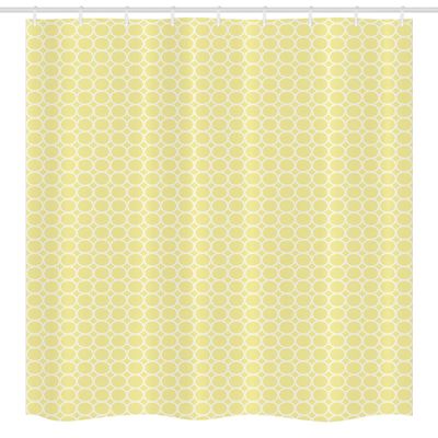 Ambesonne Geometric Stall Shower Curtain, Abstract Simplistic Continuous Pattern Circular Shapes in Pastel Tone, Fabric Bathroom Decor Set with Hooks, 54" W x 78" L, Pale Yellow and White