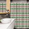 Ambesonne Christmas Stall Shower Curtain, Jumping Reindeers Border with Xmas Mistletoe Poinsettia Flower, Fabric Bathroom Decor Set with Hooks, 54" W x 78" L, Dark Green Burgundy view 3