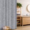 Ambesonne Geometric Stall Shower Curtain, Polka Dots Connected with Thin Vertical Stripes, Fabric Bathroom Decor Set with Hooks, 36" W x 72" L, Purpleblue Dimgray view 1