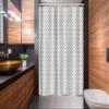 Ambesonne Quatrefoil Stall Shower Curtain, Moroccan Monochrome Lattice Symmetrical Classic Lines Motif Print, Fabric Bathroom Decor Set with Hooks, 54" W x 78" L, Charcoal Grey and White view 2