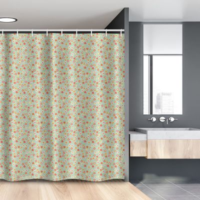 Ambesonne Floral Stall Shower Curtain, Vintage Style Blossoms Summer Time Flourishes, Fabric Bathroom Decor Set with Hooks, 54" W x 78" L, Almond Green Vermilion