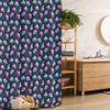 Ambesonne Galaxy Stall Shower Curtain, Rhythmic Flying Saucers UFO Machines Cartoon, Fabric Bathroom Decor Set with Hooks, 36" W x 72" L, Navy Blue Multicolor view 1