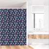Ambesonne Galaxy Stall Shower Curtain, Rhythmic Flying Saucers UFO Machines Cartoon, Fabric Bathroom Decor Set with Hooks, 36" W x 72" L, Navy Blue Multicolor view 2
