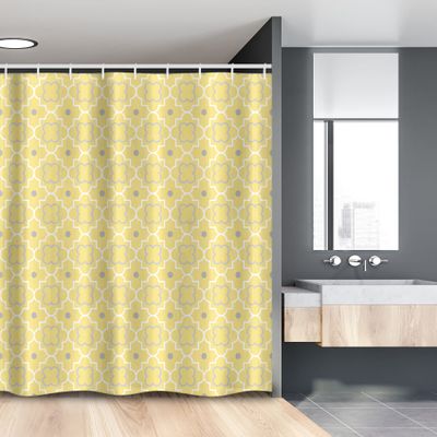 Ambesonne Quatrefoil Stall Shower Curtain, Traditional Abstract Pattern with Moroccan Exotic Magic Effects Print Art, Fabric Bathroom Decor Set with Hooks, 54" W x 78", Pale Yellow