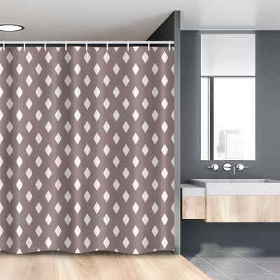 Ambesonne Geometric Stall Shower Curtain, Repeating Pattern of Ikat Style Nomadic Exotism of Rhombus Motifs, Fabric Bathroom Decor Set with Hooks, 54" W x 78" L, Mauve Taupe Off White