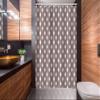 Ambesonne Geometric Stall Shower Curtain, Repeating Pattern of Ikat Style Nomadic Exotism of Rhombus Motifs, Fabric Bathroom Decor Set with Hooks, 54" W x 78" L, Mauve Taupe Off White view 2