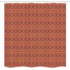 Ambesonne Geometric Stall Shower Curtain, Folk Horizontal Traditional Stripes Wavy Hippie Print, Fabric Bathroom Decor Set with Hooks, 54" W x 78" L, Dark Coral Dried Rose view 4