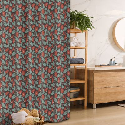 Ambesonne Floral Stall Shower Curtain, Victorian Style Botanical Artwork of Bindweed Flowers, Fabric Bathroom Decor Set with Hooks, 36" W x 72" L, Vermilion Multicolor