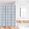 Ambesonne Geometric Stall Shower Curtain, Mosiac Ornament with Hand Drawn Squares Pattern Checkered Grid Design, Fabric Bathroom Decor Set with Hooks, 36" W x 72" L, Blue Pale Blue Black view 2