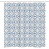 Ambesonne Geometric Stall Shower Curtain, Mosiac Ornament with Hand Drawn Squares Pattern Checkered Grid Design, Fabric Bathroom Decor Set with Hooks, 36" W x 72" L, Blue Pale Blue Black view 3