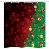 Ambesonne Christmas Stall Shower Curtain, Trippy Xmas Tree Backdrop Traditional Themed Jingle Artisan Design Print, Fabric Bathroom Decor Set with Hooks, 36" W x 72" L, Burgundy and Green view 3