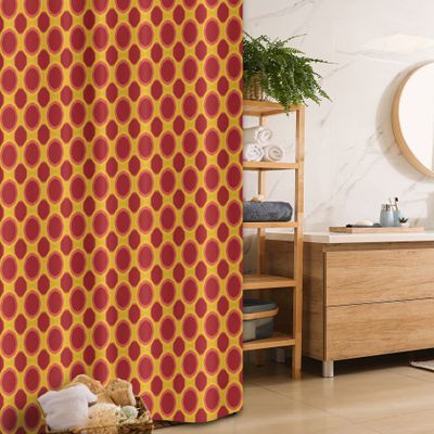 Ambesonne Floral Stall Shower Curtain, Continuous Pattern of Floral Petals and Hexagons, Fabric Bathroom Decor Set with Hooks, 36" W x 72" L, Earth Yellow Vermilion