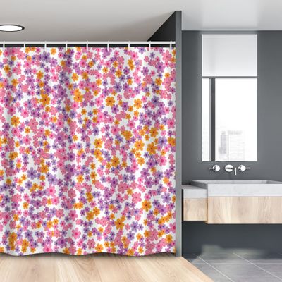 Ambesonne Floral Stall Shower Curtain, Sixties Hippie Style Composition of Flowers Meadow of Blossoming Spring Daisies, Fabric Bathroom Decor Set with Hooks, 54" W x 78" L, Multicolor