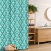 Ambesonne Fleur de Lis Stall Shower Curtain, Classic Fleur de Lis Motif with Victorian Rococo Style Effects, Fabric Bathroom Decor Set with Hooks, 36" W x 72" L, Turquoise and Beige view 1