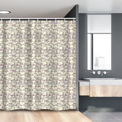 Ambesonne Floral Stall Shower Curtain, Abstract Design of Blossoming White Calla Lily Flowers Messy Form, Fabric Bathroom Decor Set with Hooks, 54" W x 78" L, Purple Grey Ivory