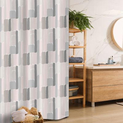 Ambesonne Geometric Stall Shower Curtain, Brush Stroked Blocks of Painting in Mild Soft Pastel Colors on Cream Background, Fabric Bathroom Decor Set with Hooks, 36" W x 72" L, Multicolor